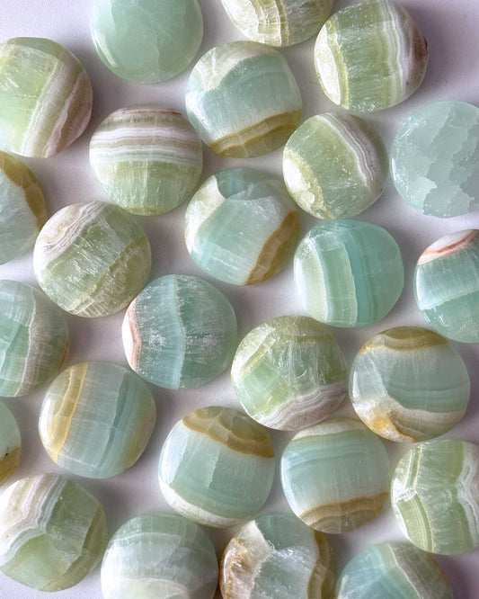 Pistachio Calcite Round Palm Stone
