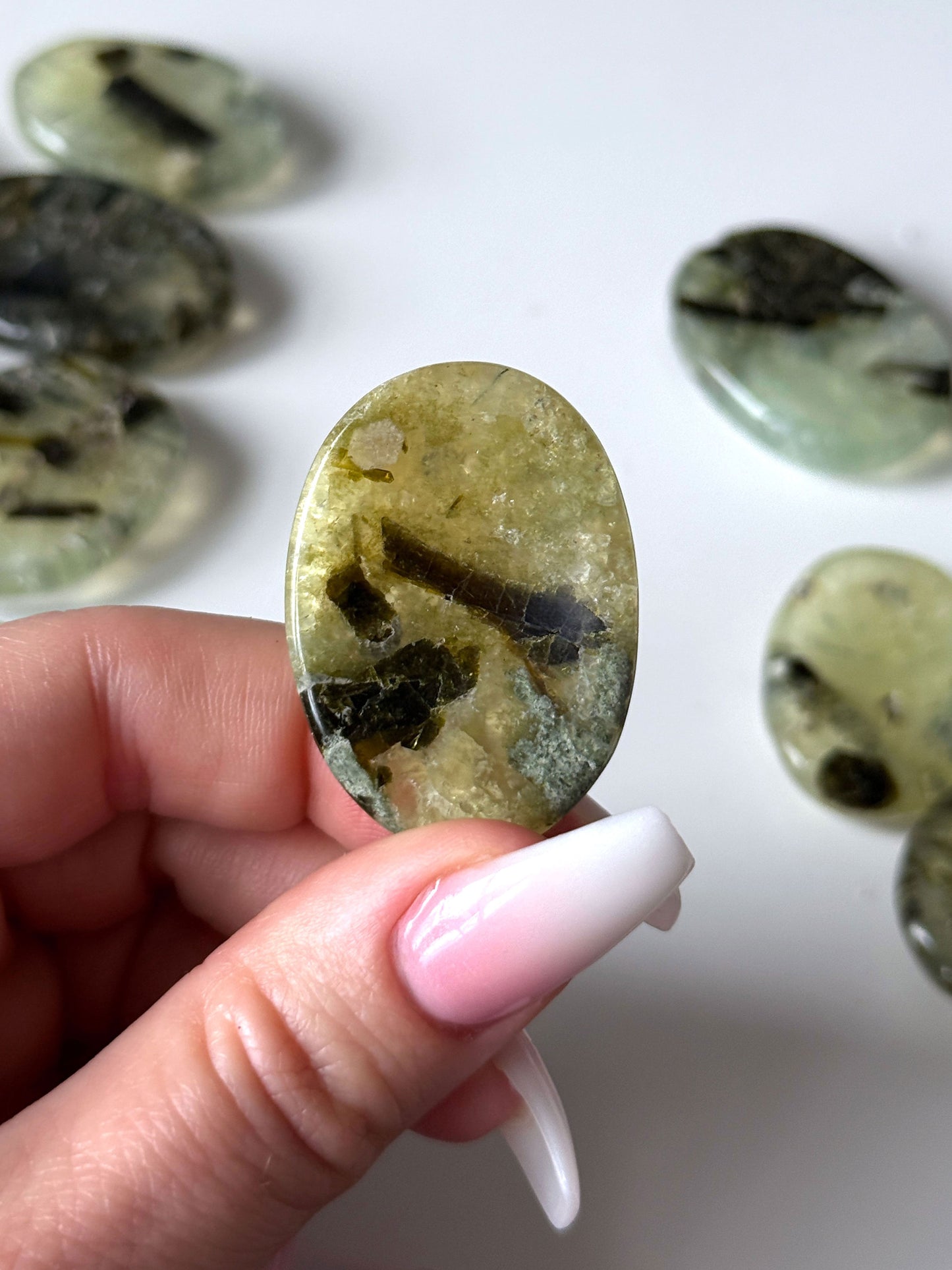 Prehnite with Epidote Worry Stone