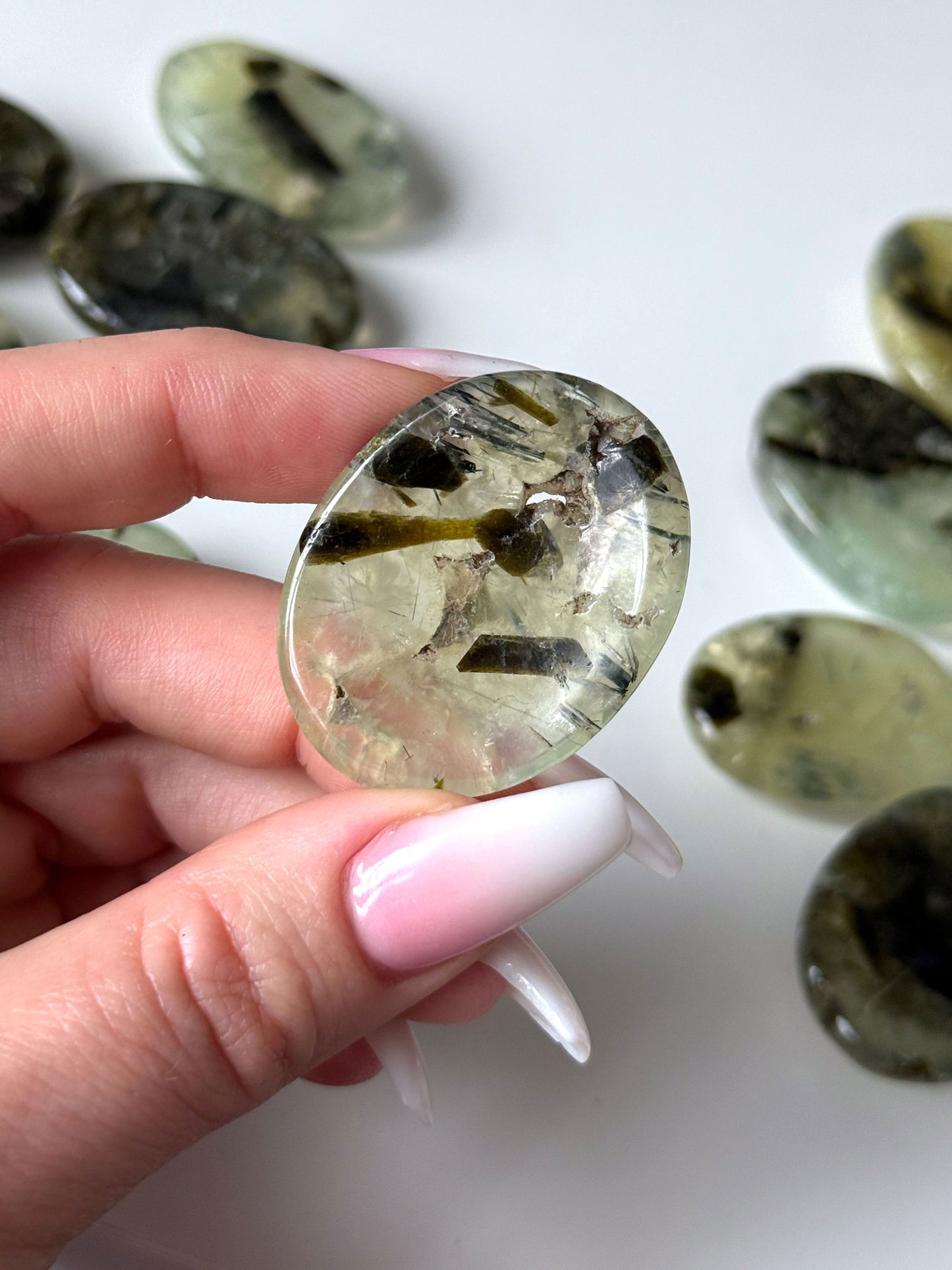 Prehnite with Epidote Worry Stone