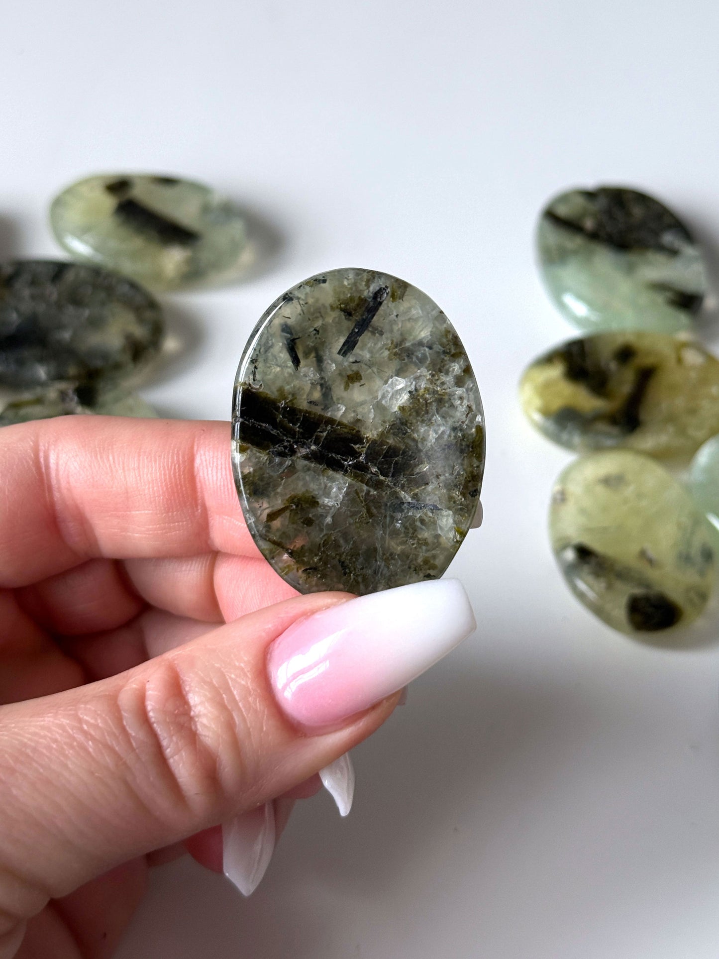 Prehnite with Epidote Worry Stone