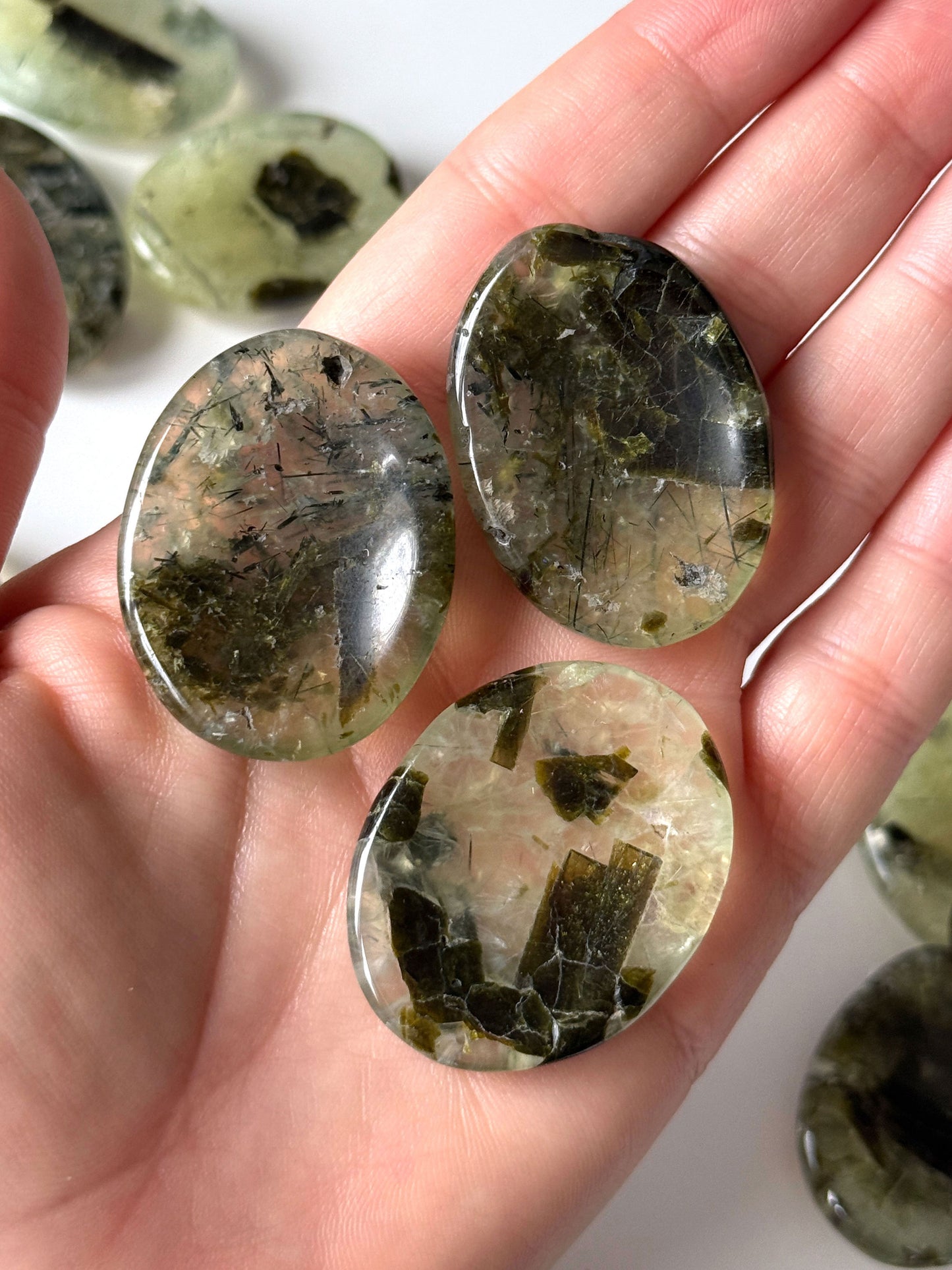 Prehnite with Epidote Worry Stone