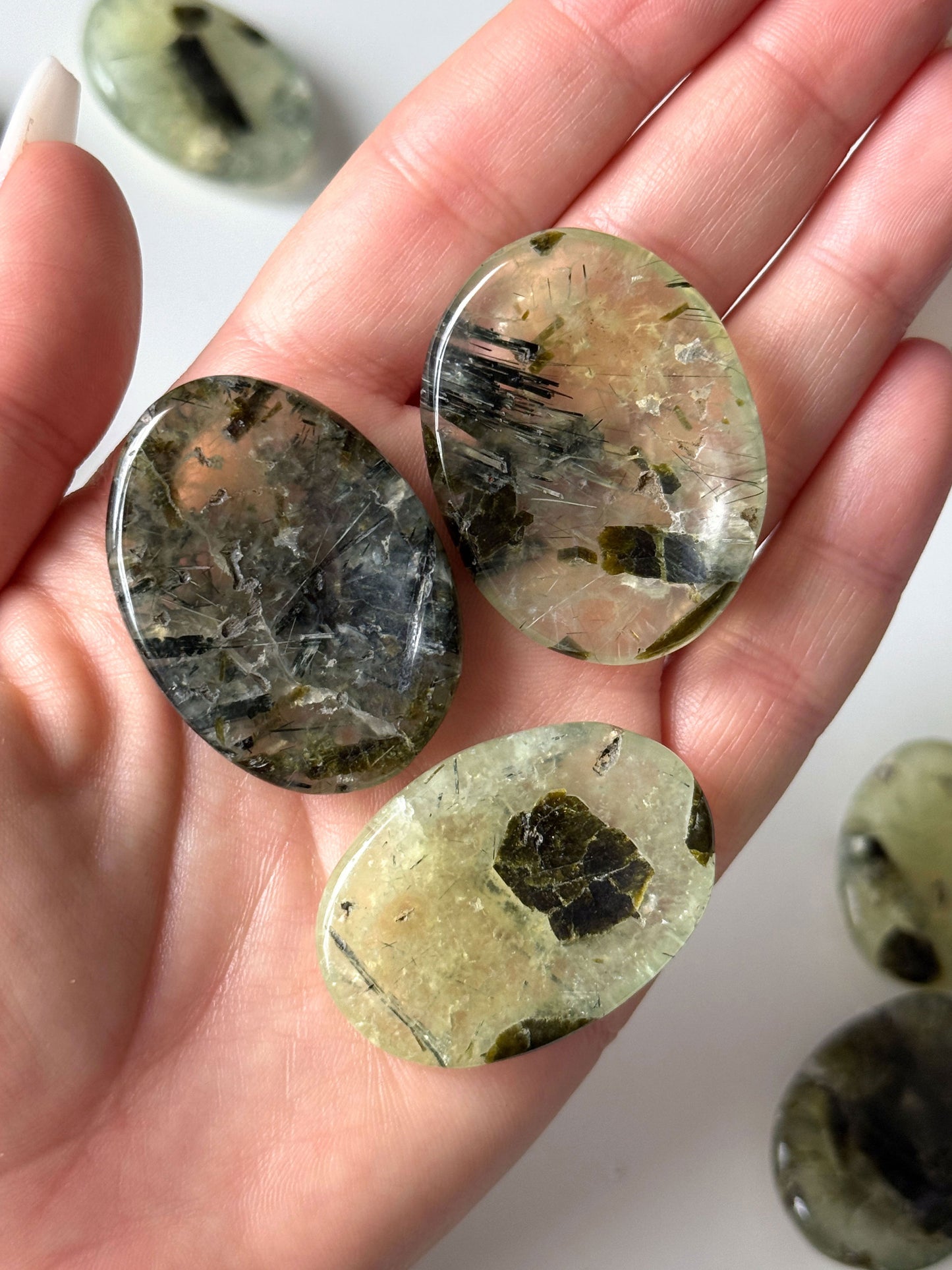 Prehnite with Epidote Worry Stone