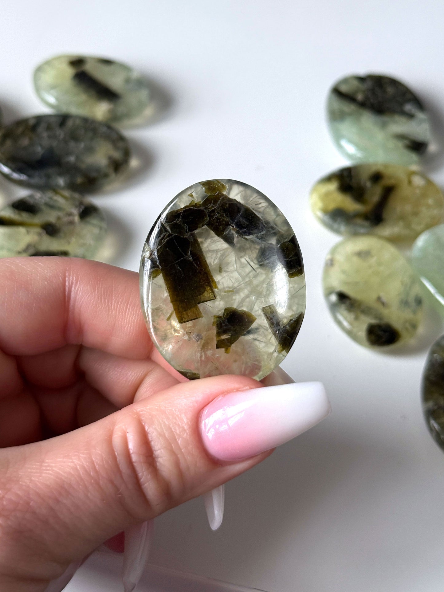 Prehnite with Epidote Worry Stone
