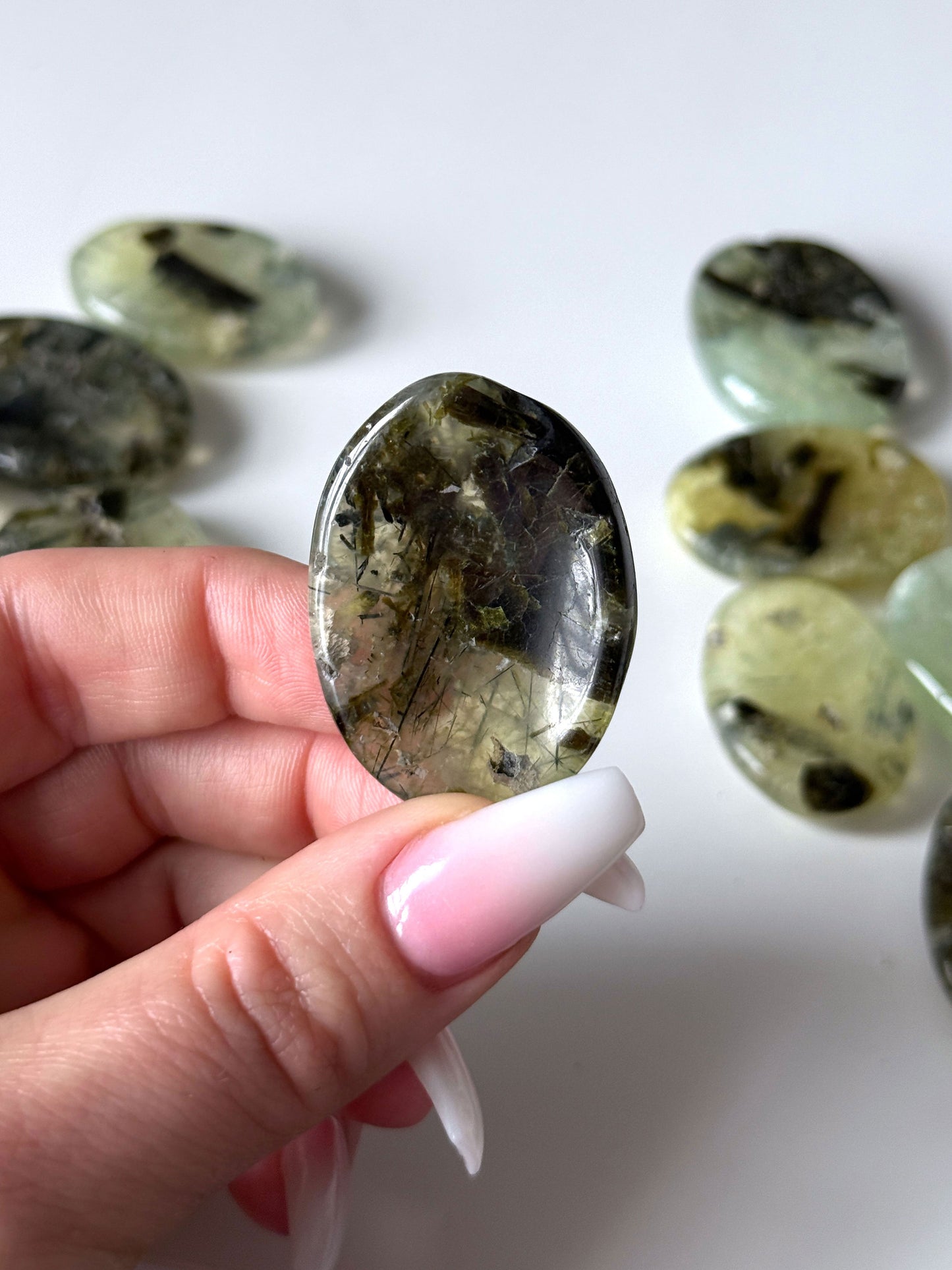 Prehnite with Epidote Worry Stone