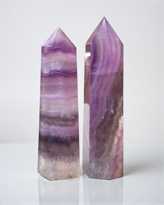 Purple Gray Fluorite Tower