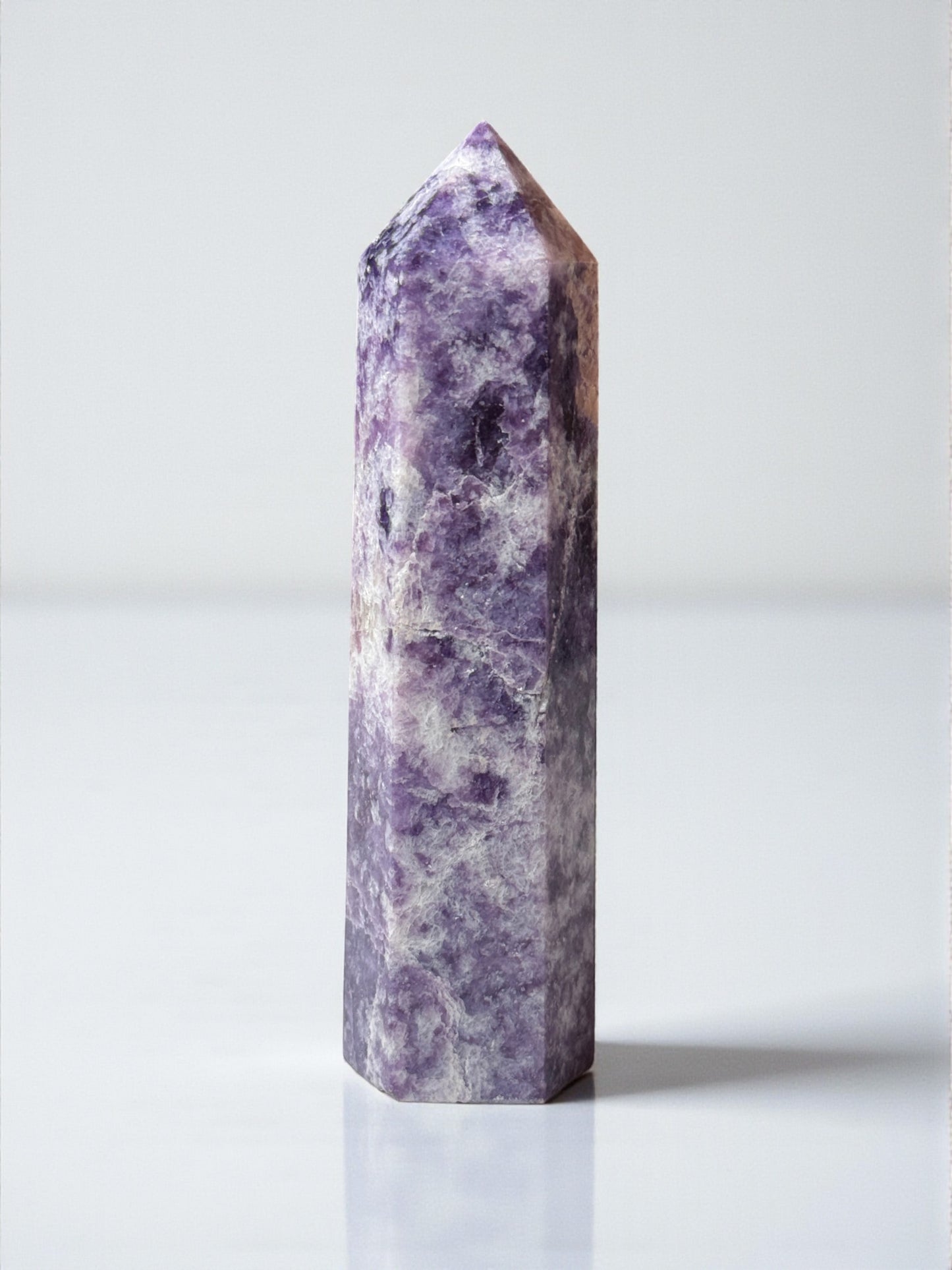 Purple Lepidolite Peach Moonstone Tower