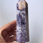 Purple Lepidolite Peach Moonstone Tower