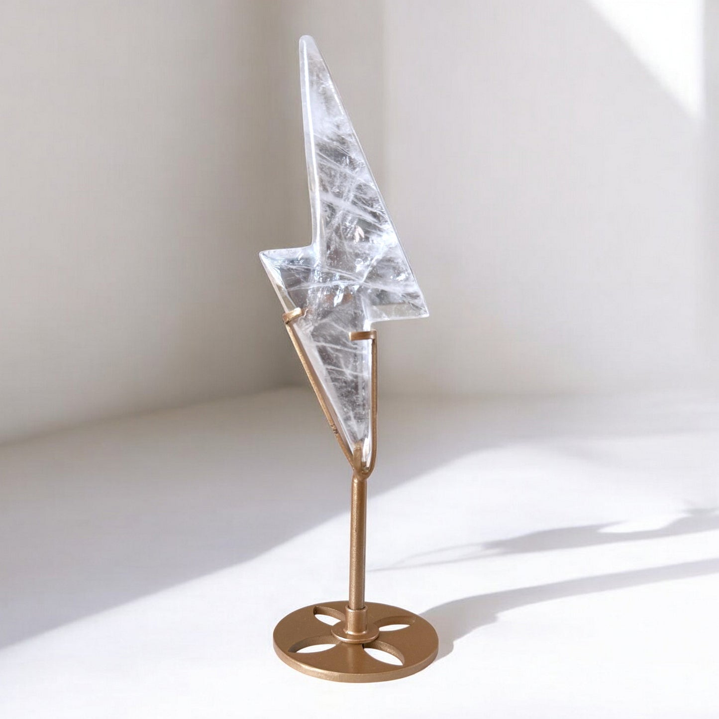 Clear Quartz Lightning Bolt on Stand