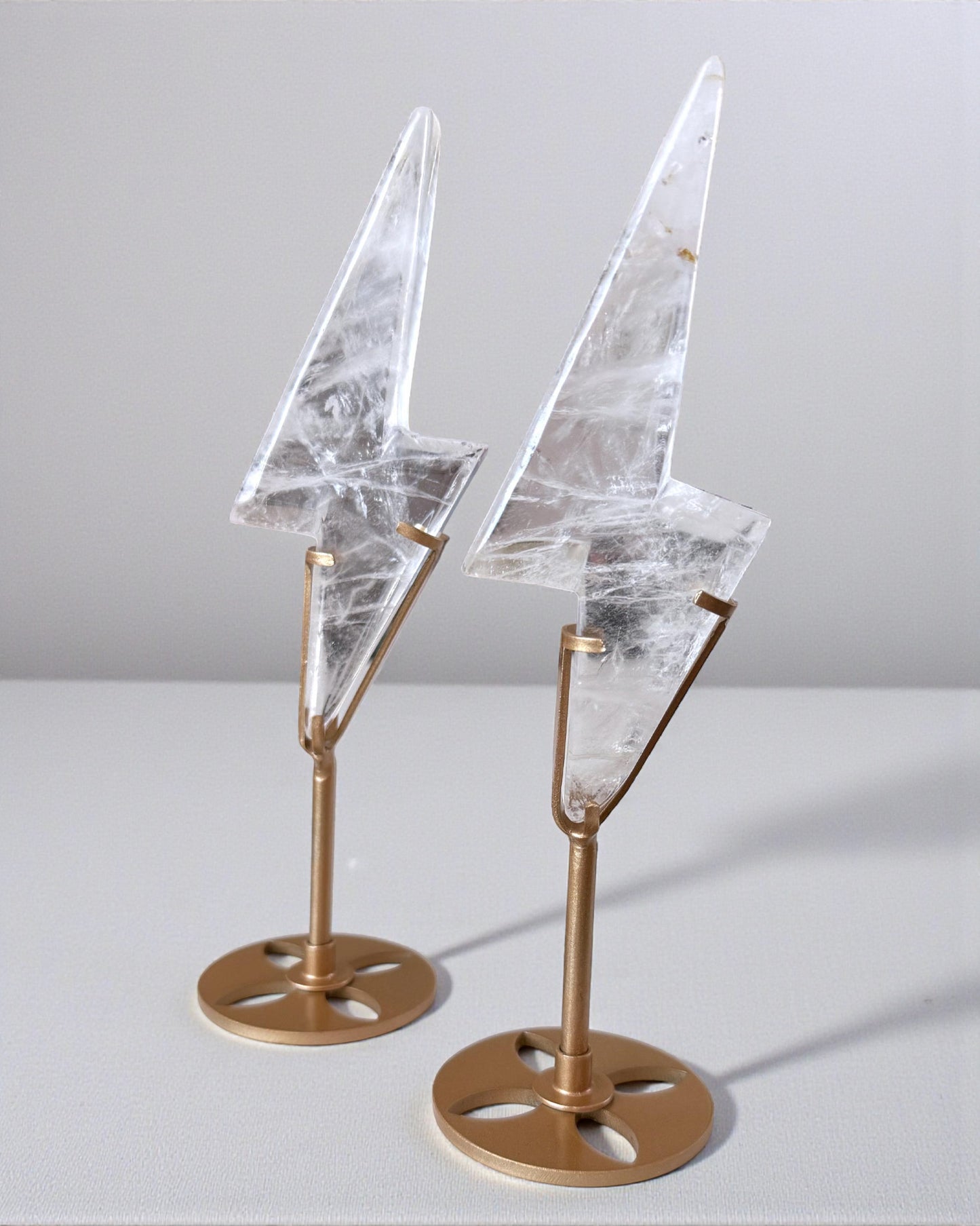 Clear Quartz Lightning Bolt on Stand