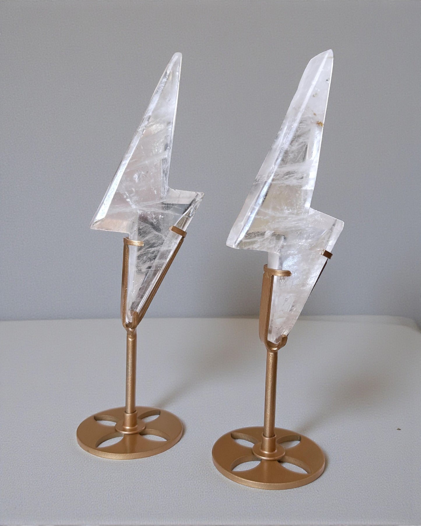 Clear Quartz Lightning Bolt on Stand