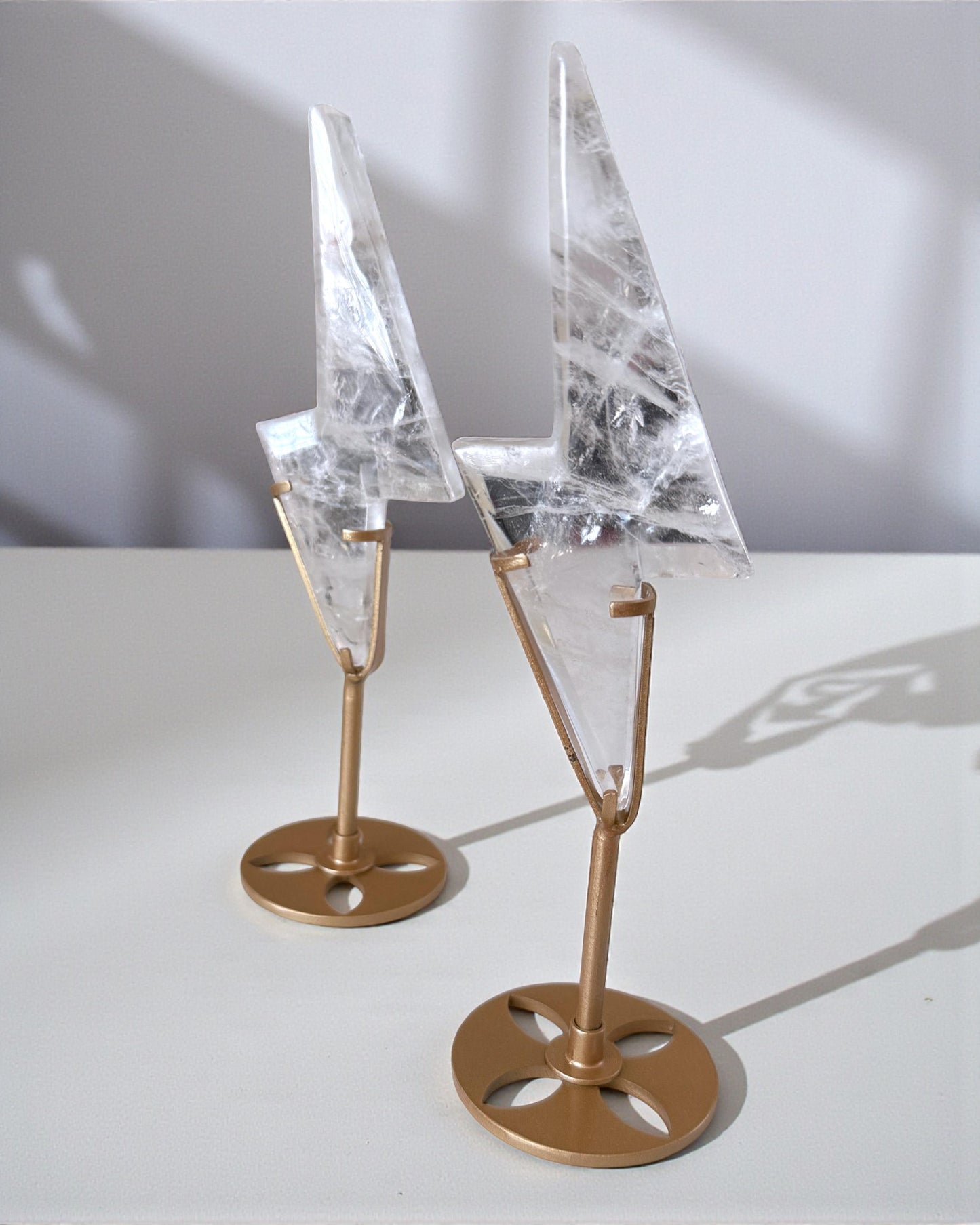 Clear Quartz Lightning Bolt on Stand