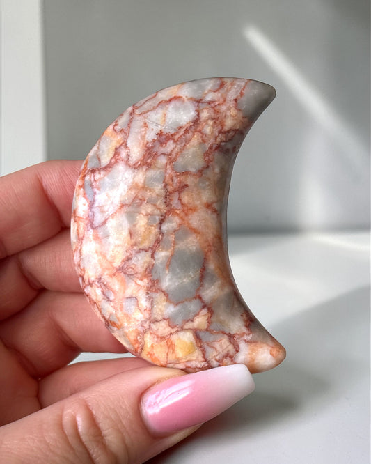 Red Net Jasper Crescent Moon