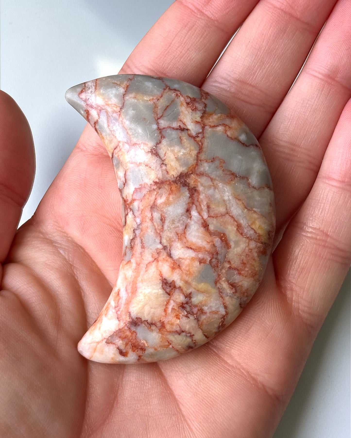 Red Net Jasper Crescent Moon