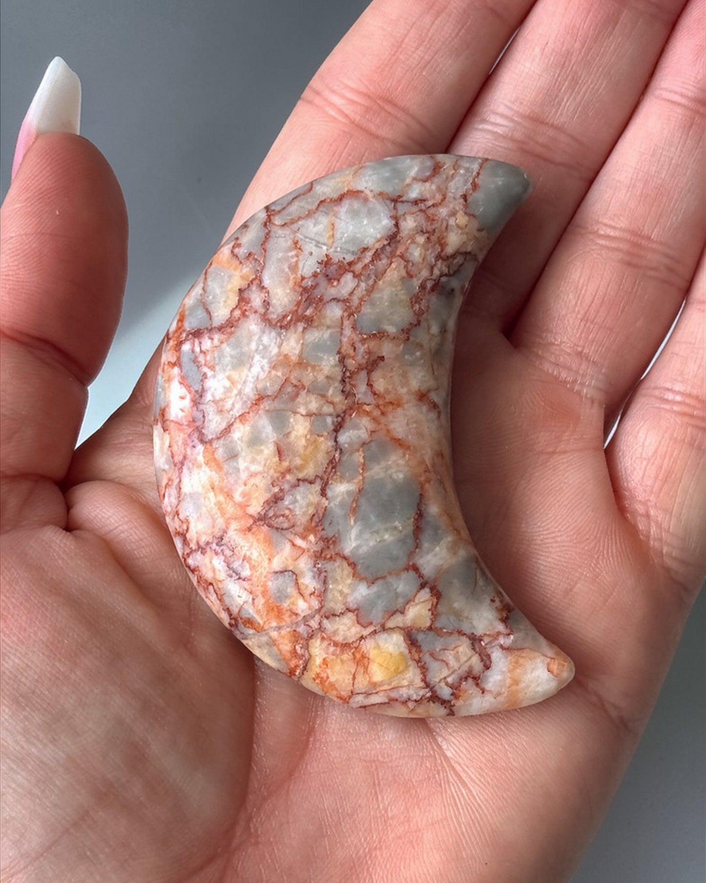 Red Net Jasper Crescent Moon