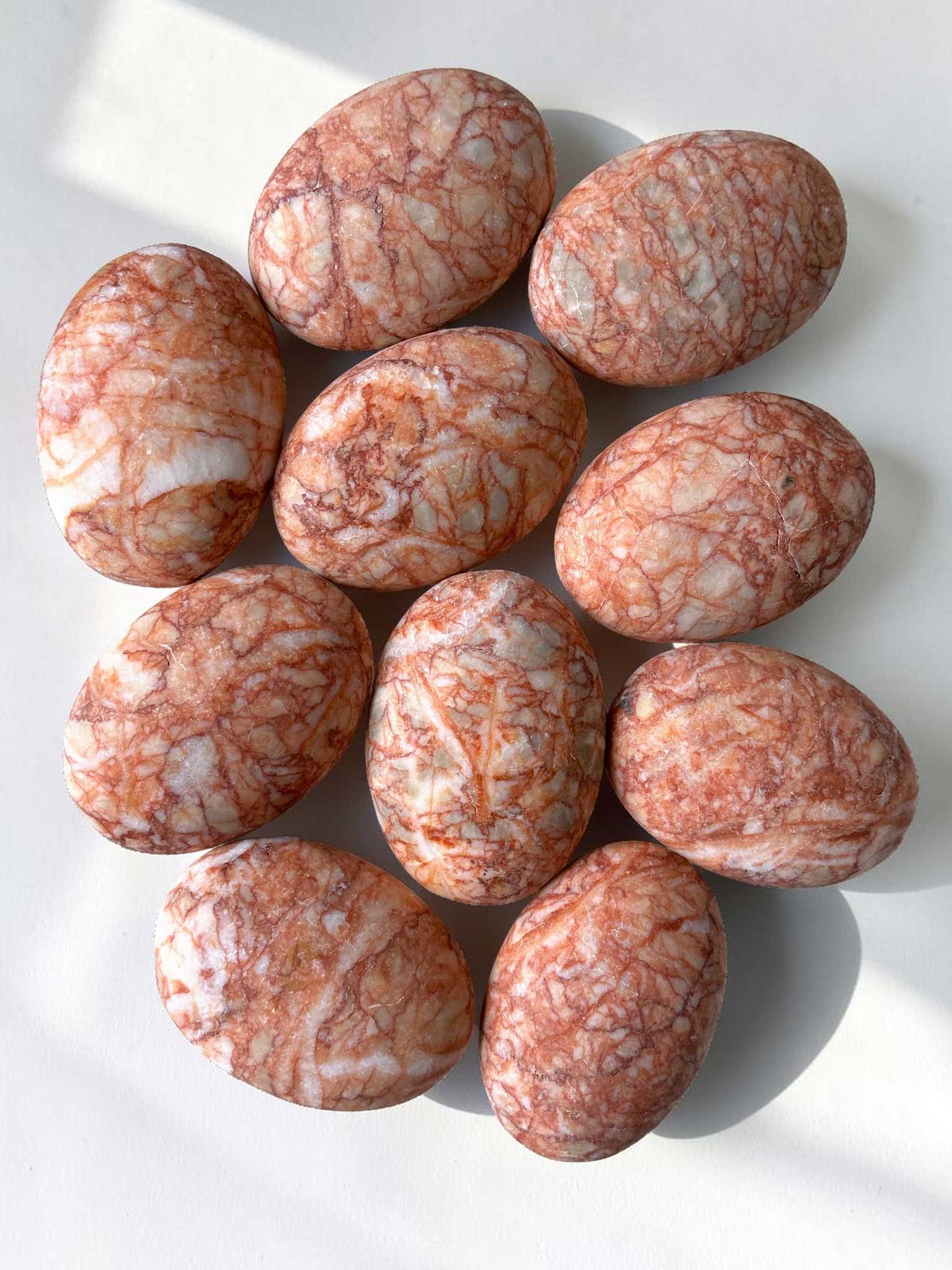 Red Net Jasper Palm Stone