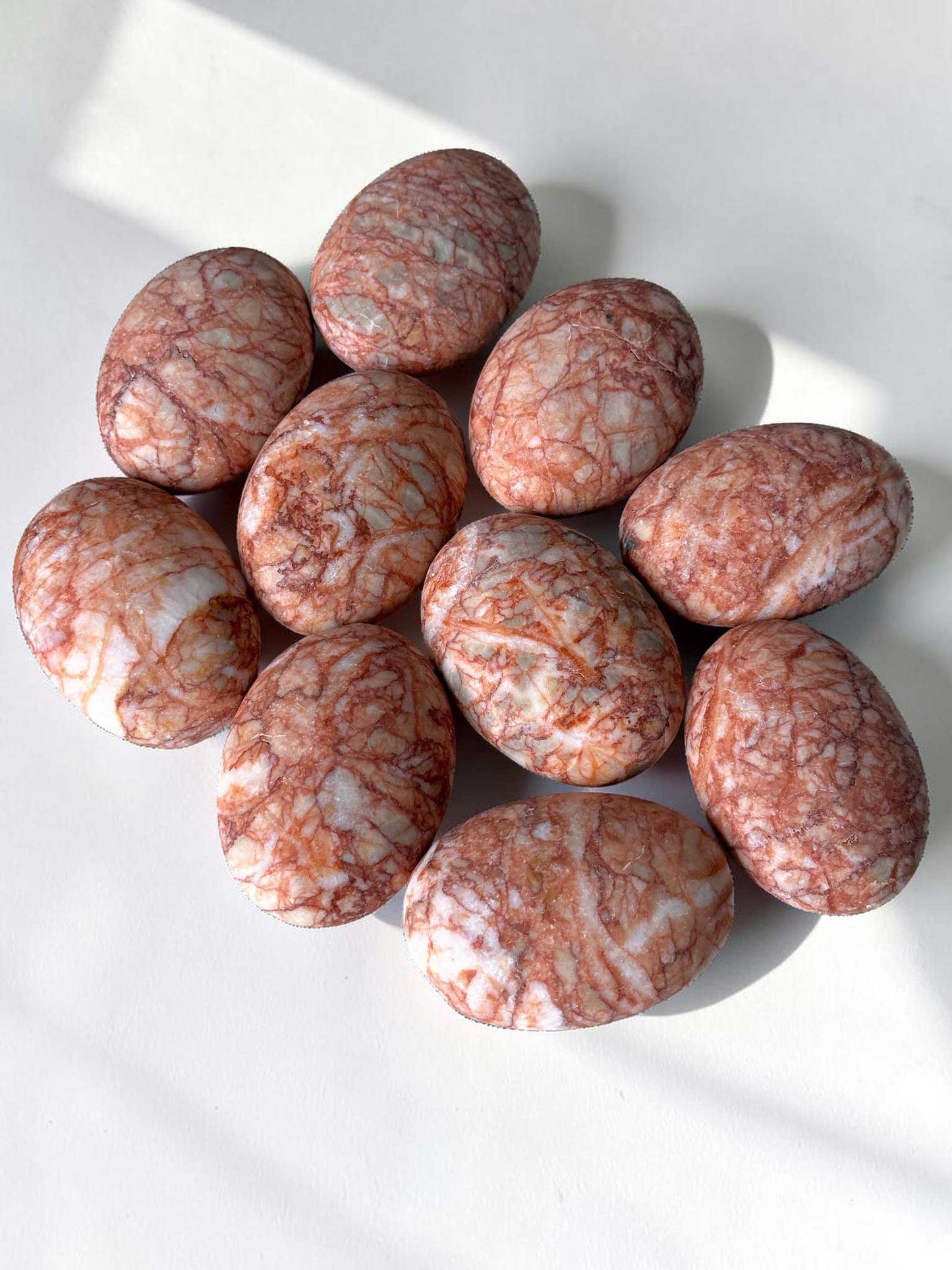 Red Net Jasper Palm Stone