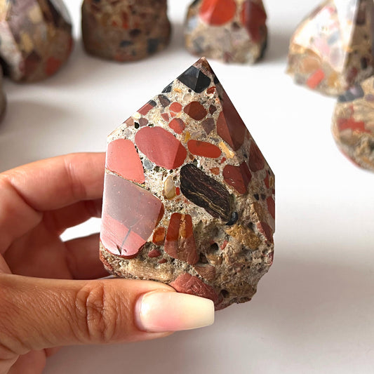 Red Jasper Conglomerate Top Polished Point