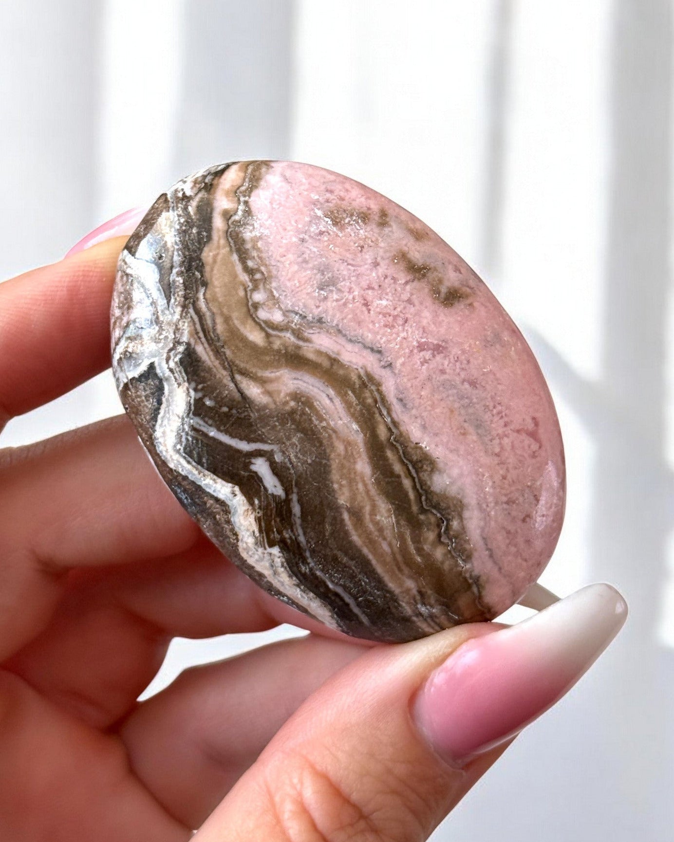 Rhodochrosite Palm Stone
