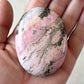 Rhodochrosite with Quartz Palm Stone