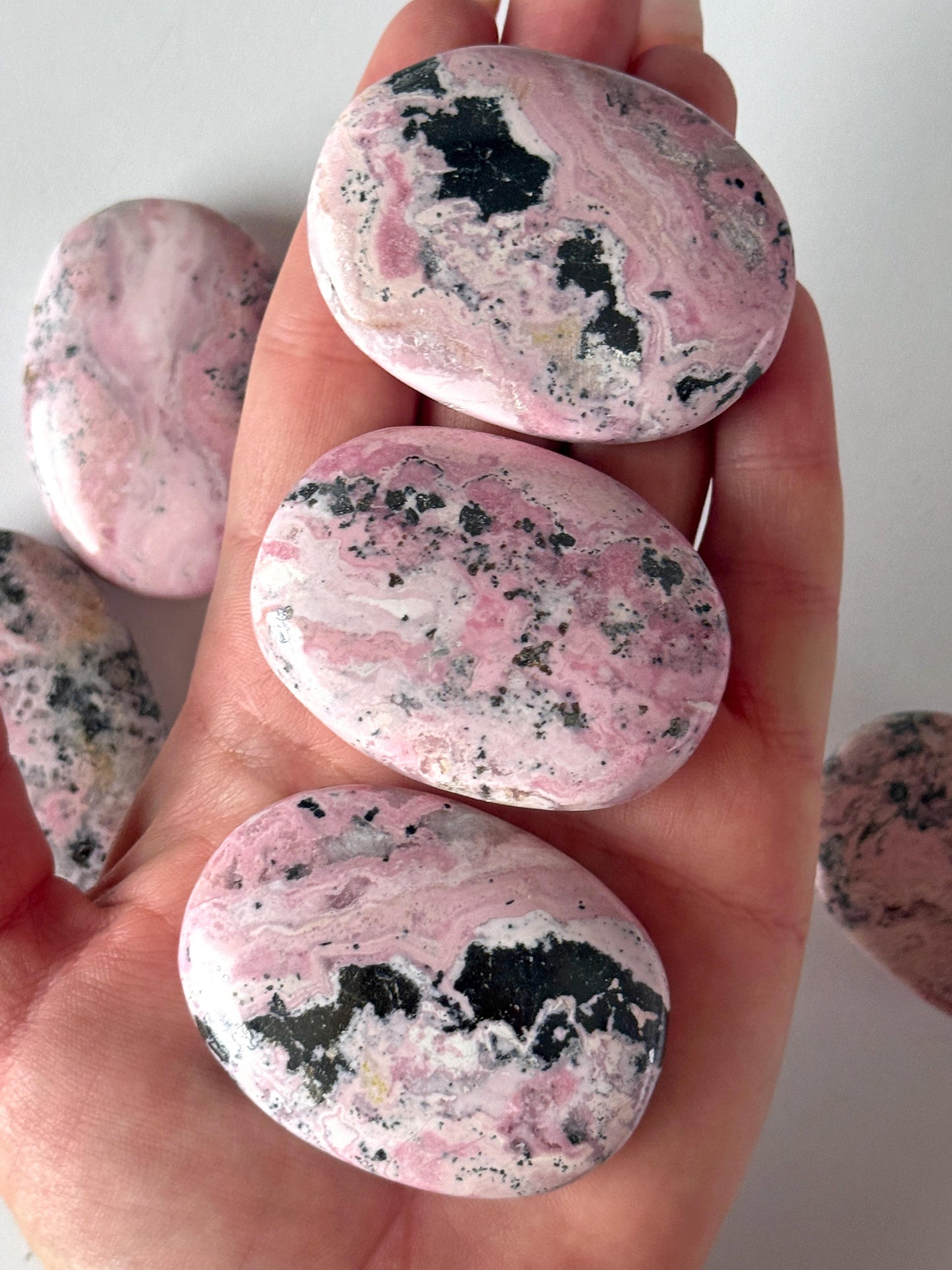 Peruvian Rhodonite with Hematite Palm Stone