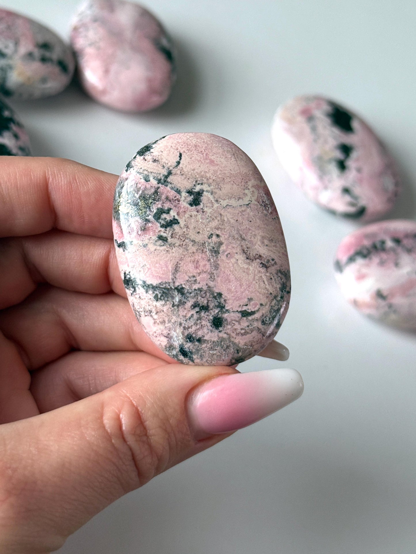 Peruvian Rhodonite with Hematite Palm Stone