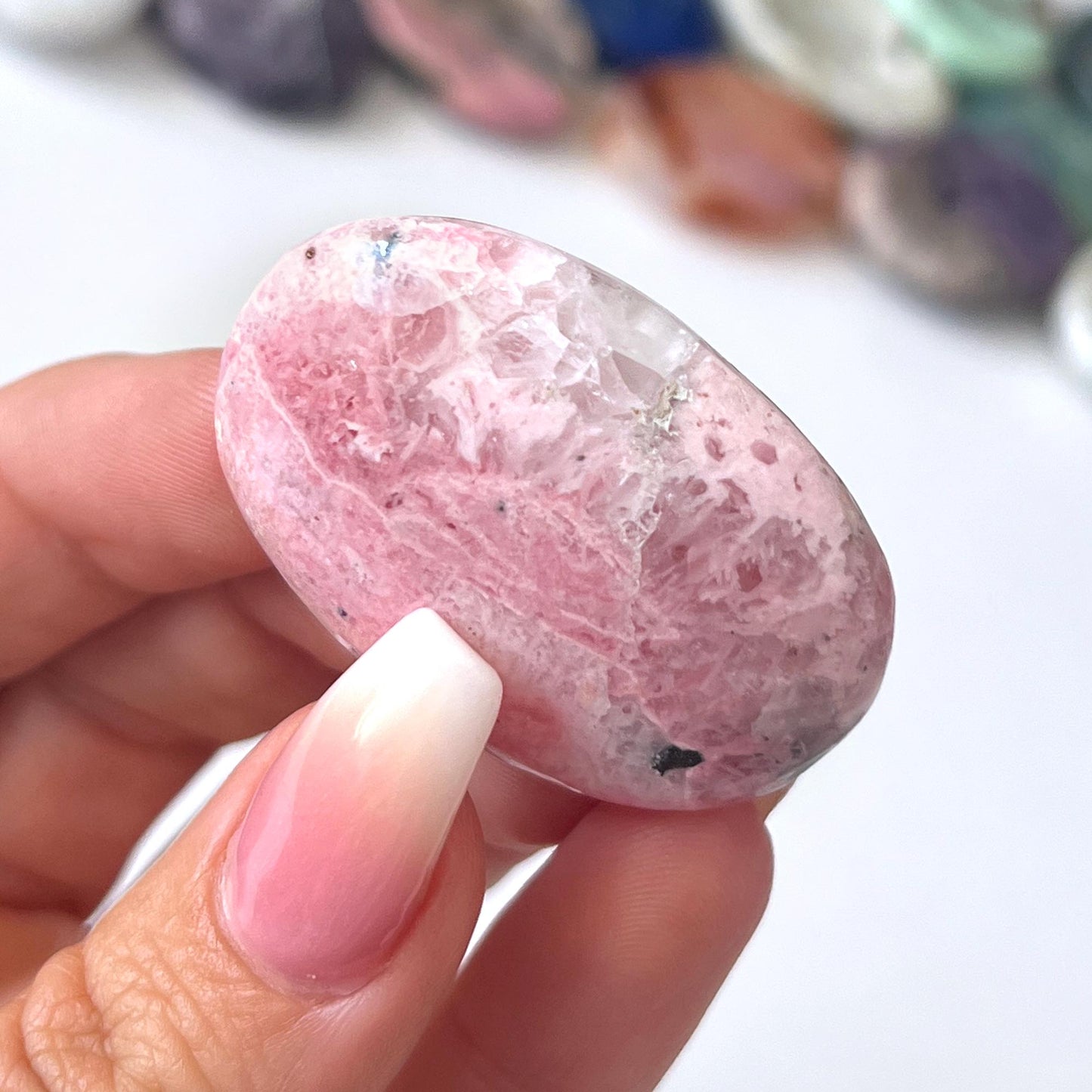 Peruvian Rhodonite with Quartz Worry Stone