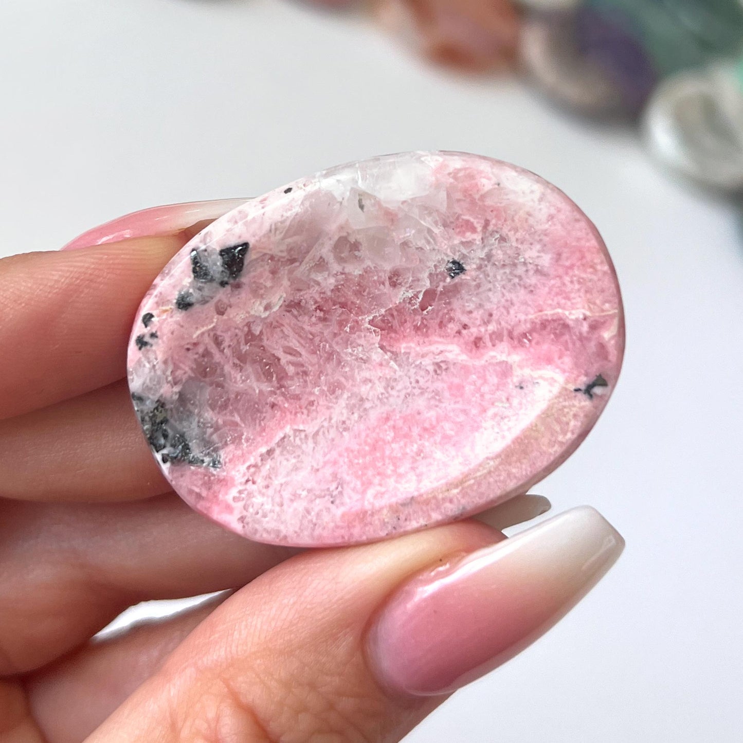 Peruvian Rhodonite with Quartz Worry Stone