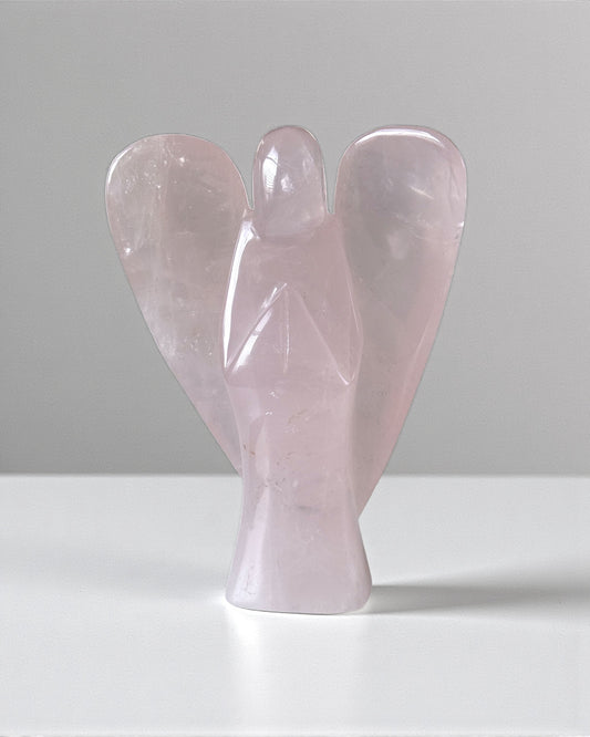 Rose Quartz Large Angel Carving