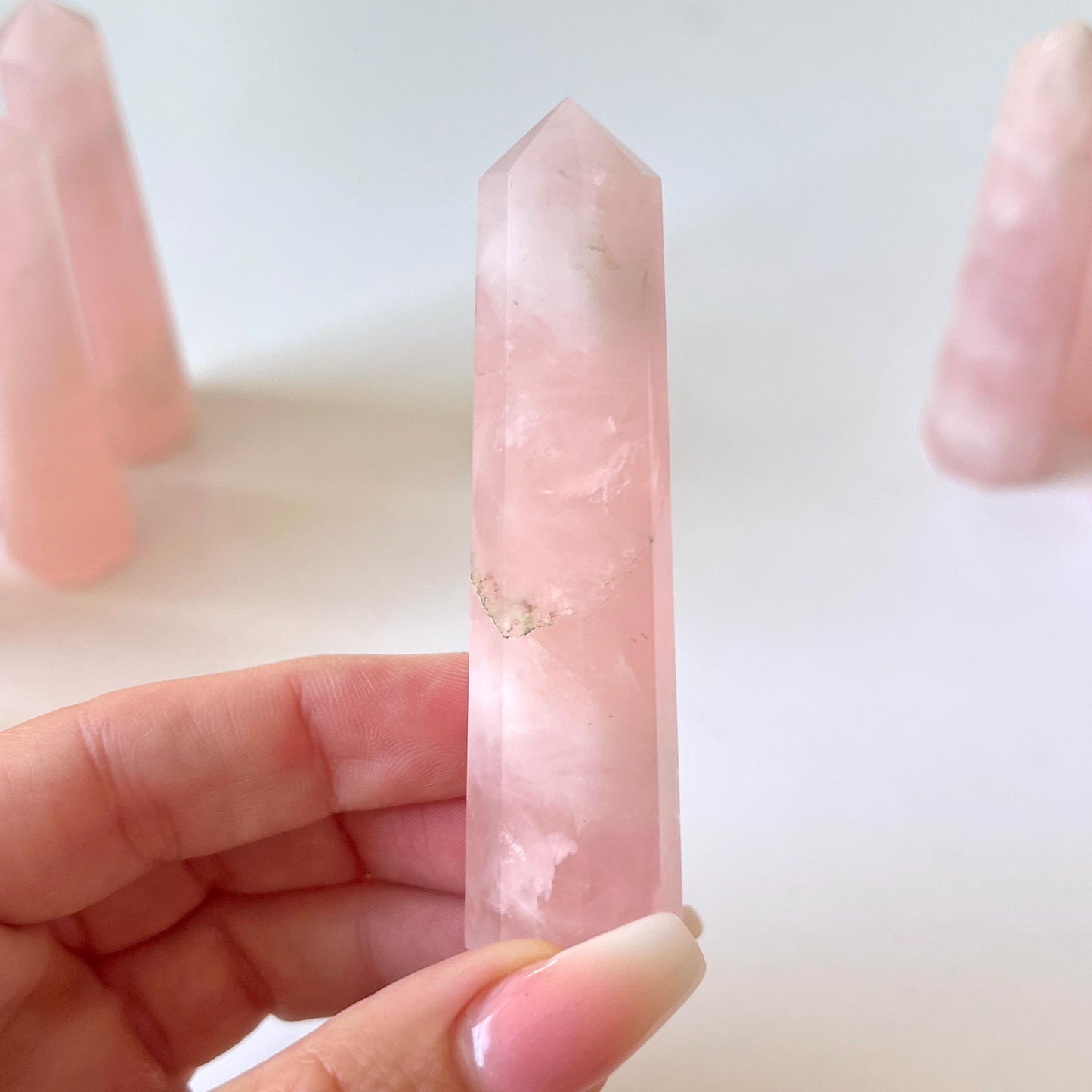 Mozambique Rose Quartz Faceted Tower