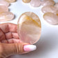 Rose Quartz Golden Healer Palm Stone