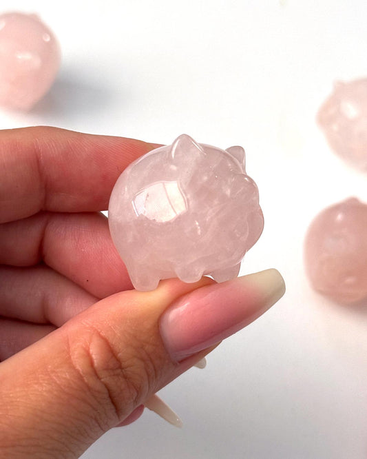 Rose Quartz Pig Carving