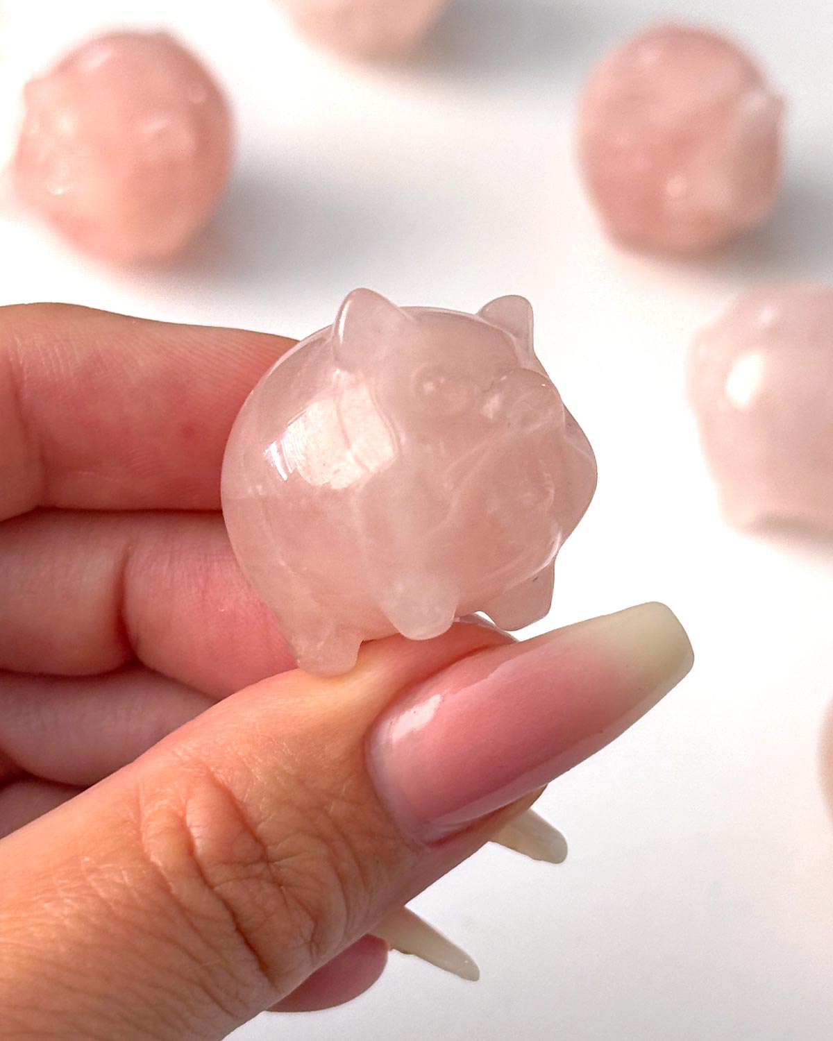 Rose Quartz Pig Carving