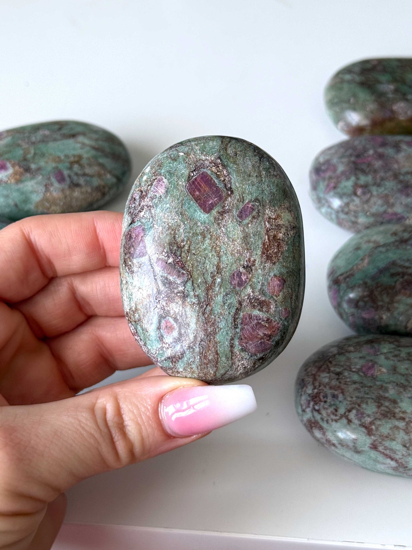 Earthy Ruby Fuchsite Palm Stone