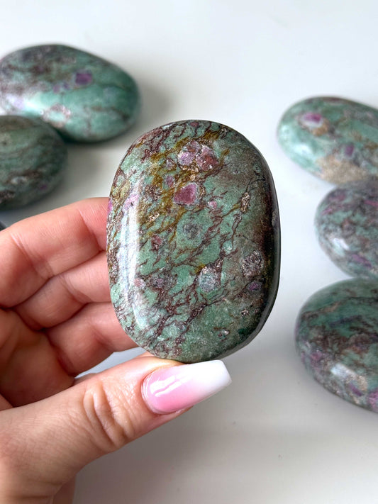 Earthy Ruby Fuchsite Palm Stone