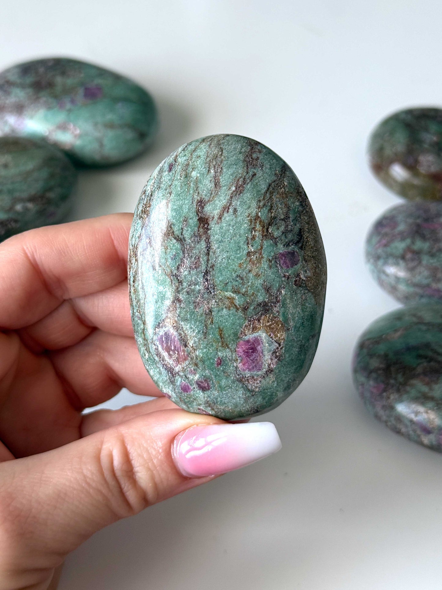 Earthy Ruby Fuchsite Palm Stone