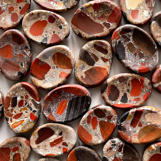 Red Jasper Conglomerate Worry Stone