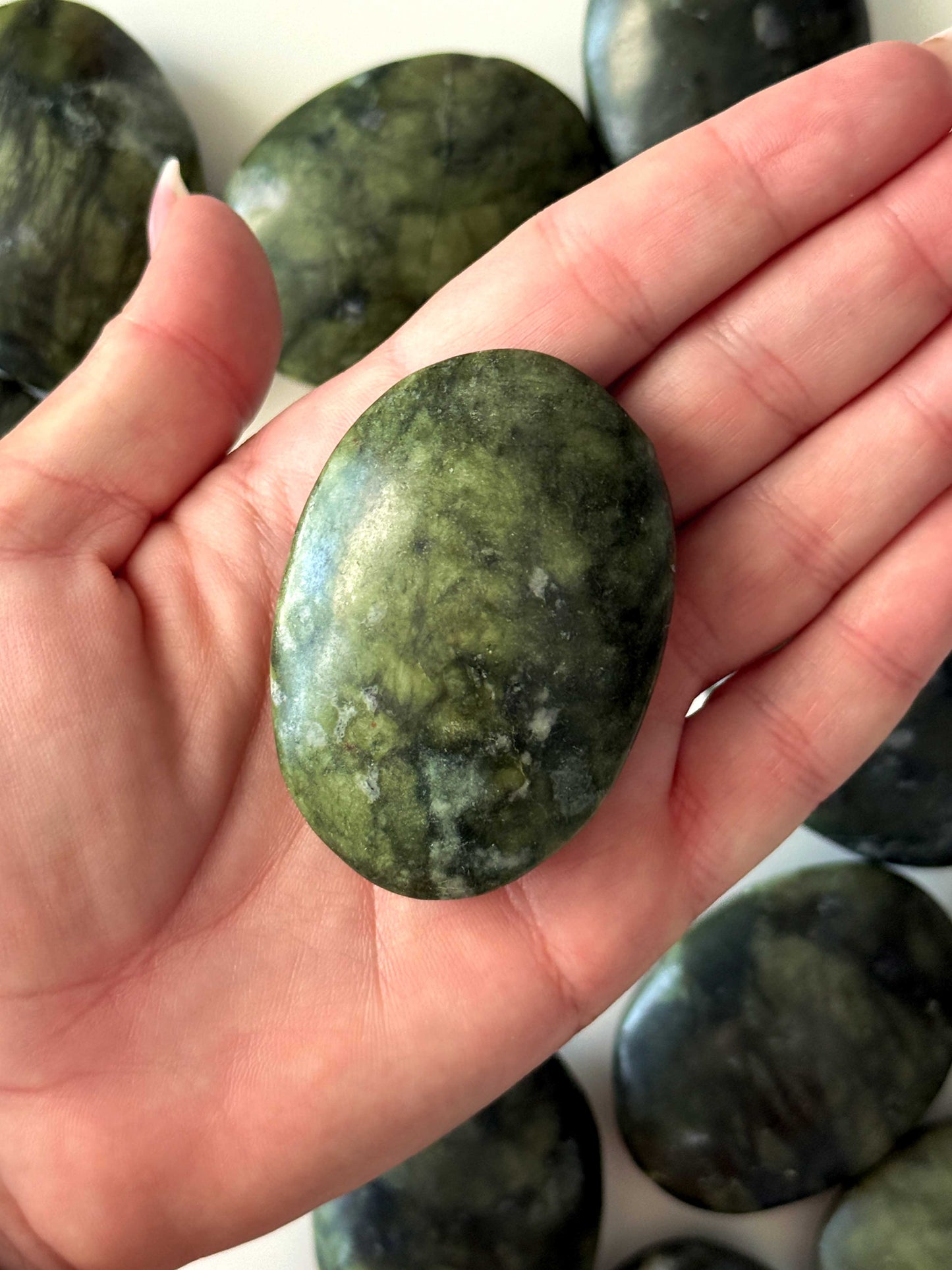 Serpentine Jade Palm Stone