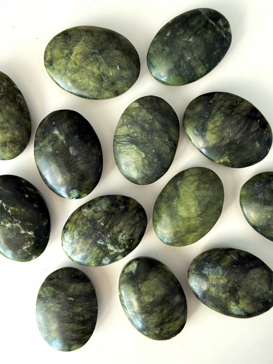 Serpentine Jade Palm Stone