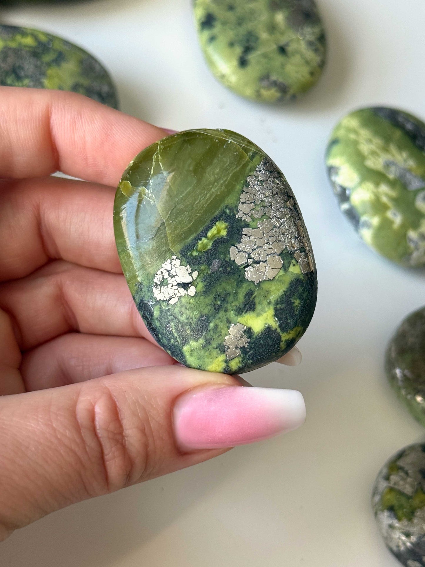 Serpentine Pyrite Palm Stone