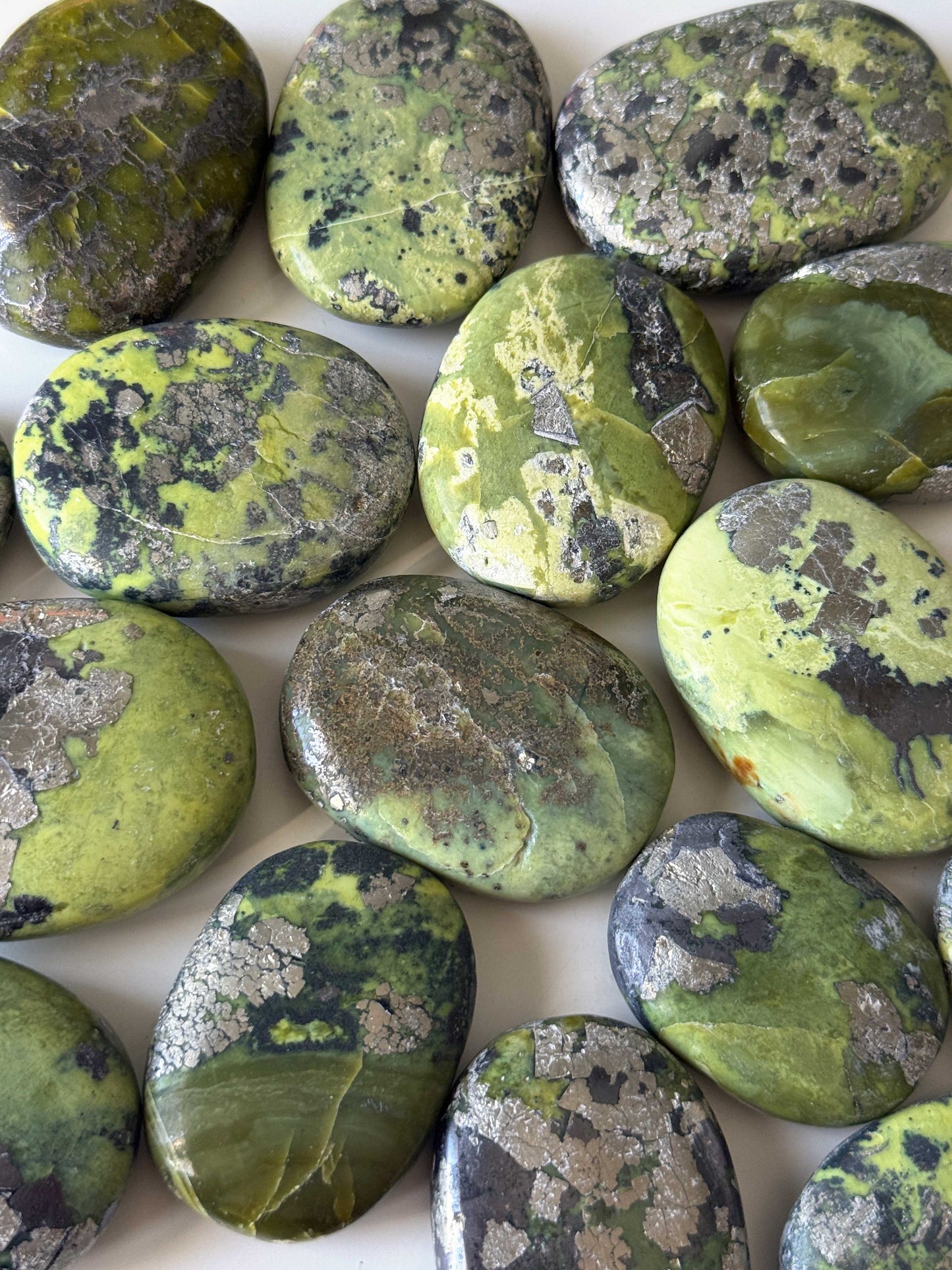 Serpentine Pyrite Palm Stone