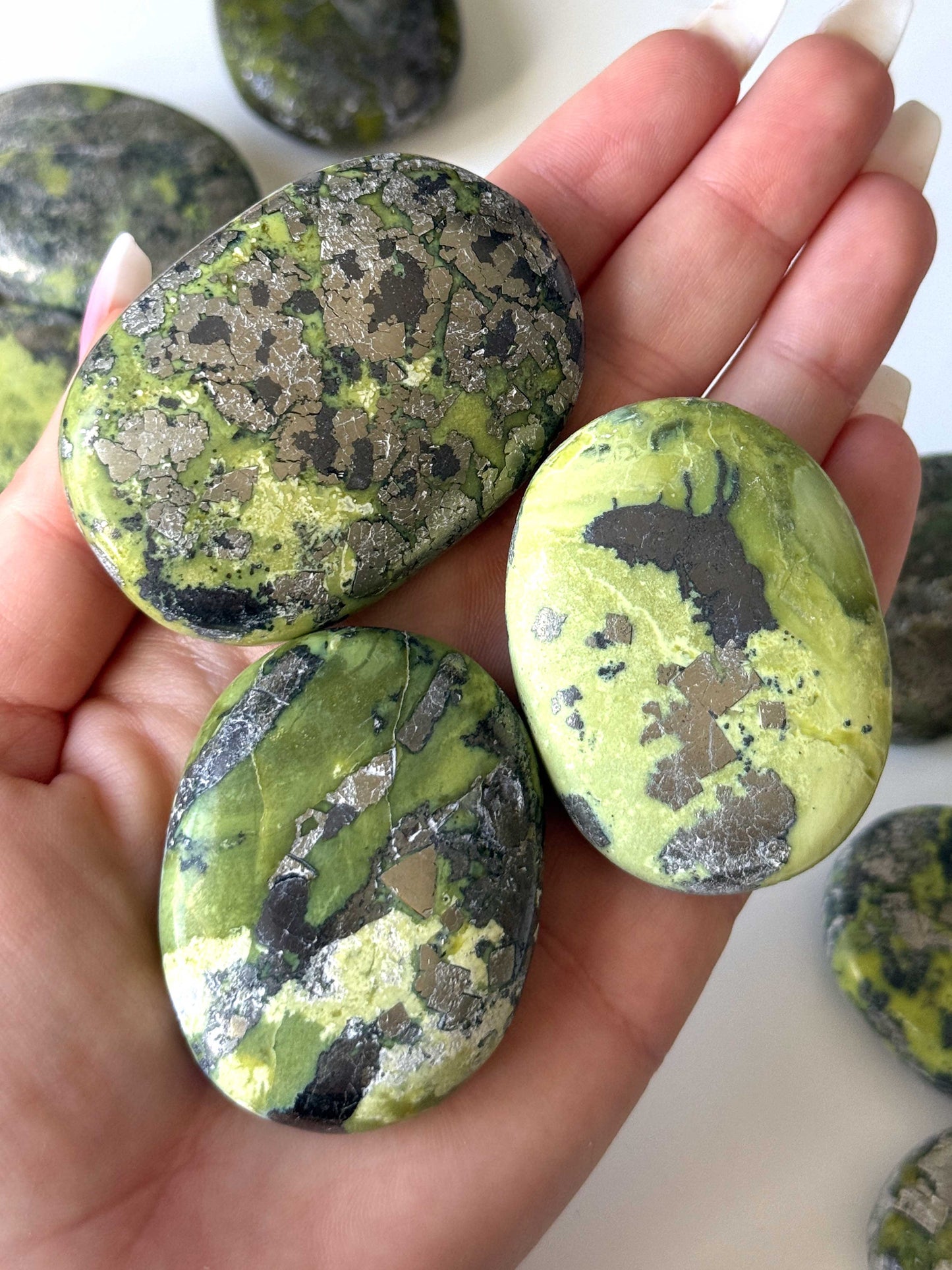 Serpentine Pyrite Palm Stone