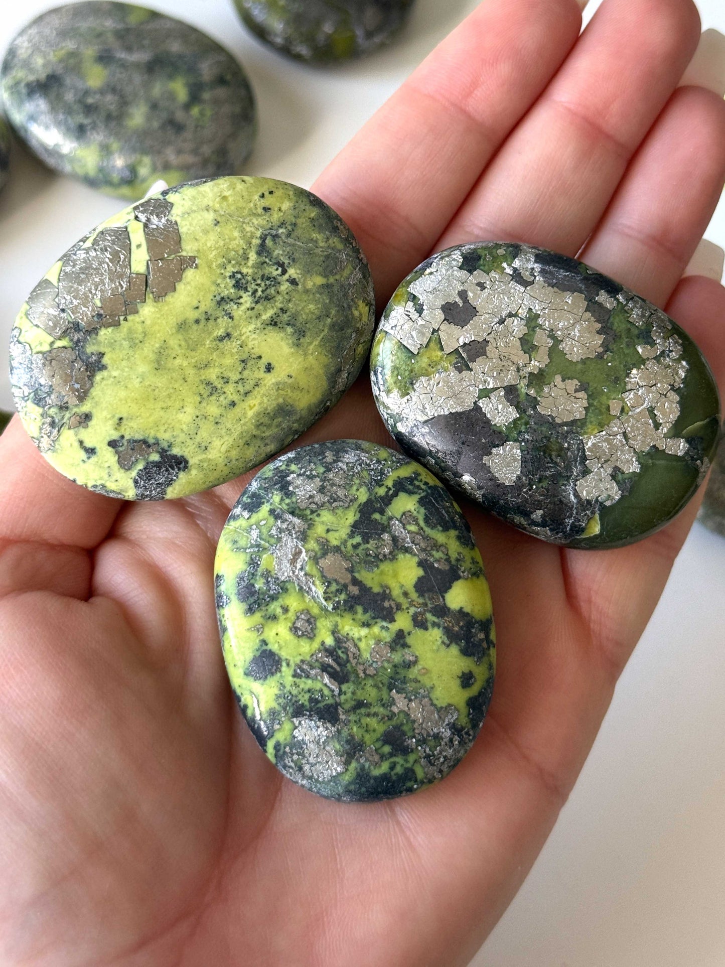 Serpentine Pyrite Palm Stone