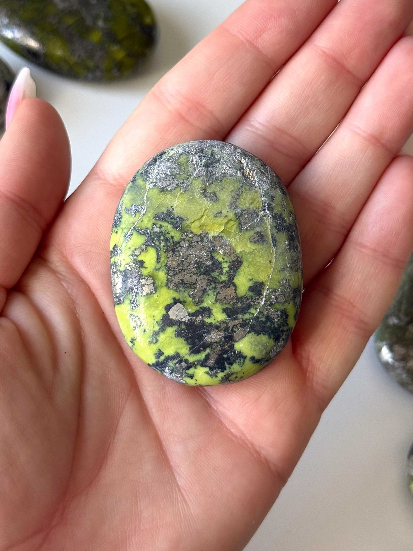 Serpentine Pyrite Palm Stone