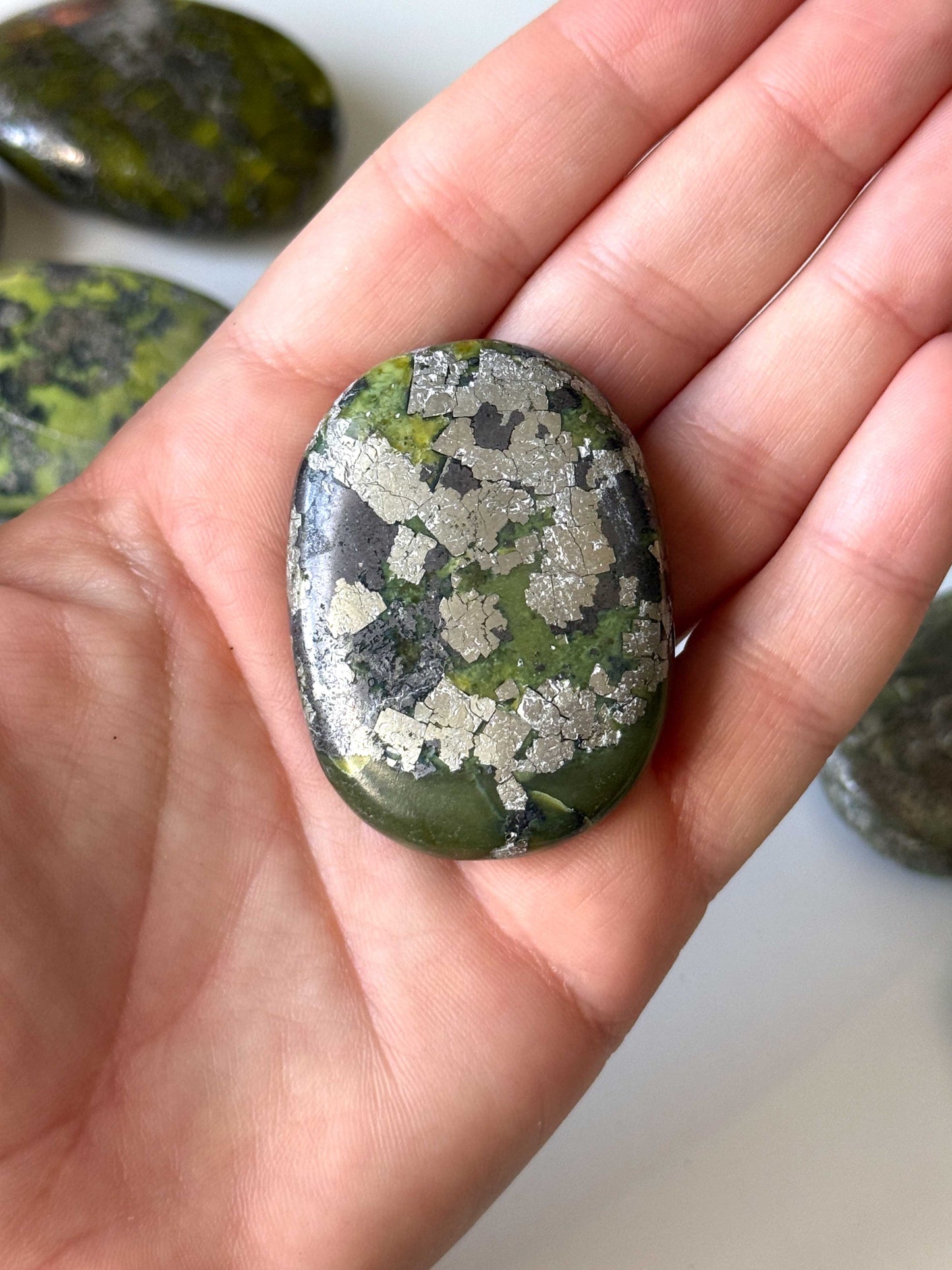 Serpentine Pyrite Palm Stone