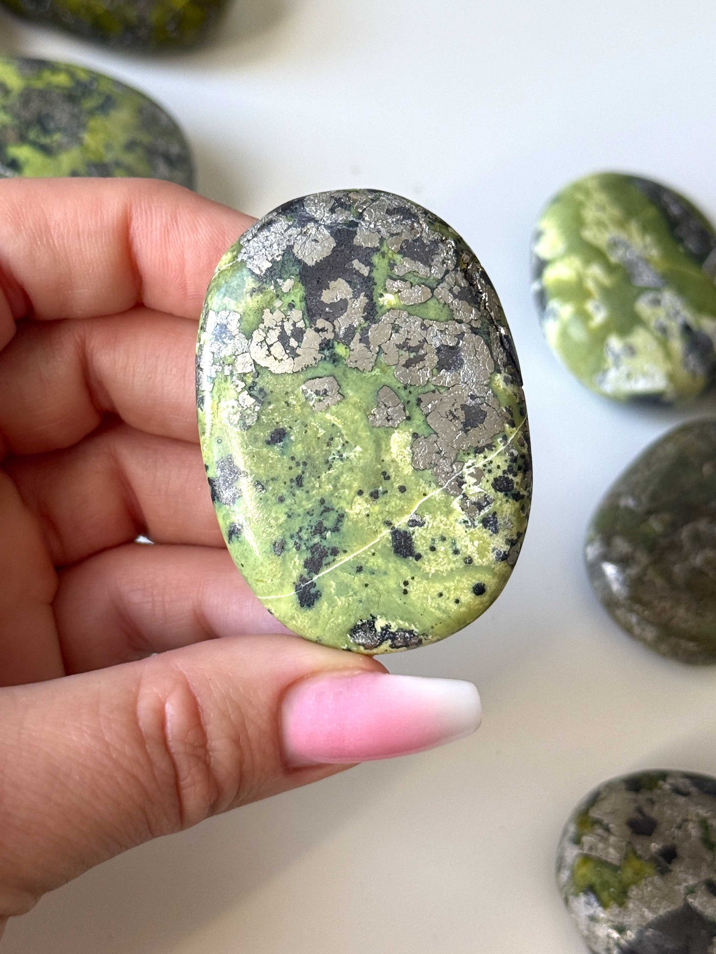 Serpentine Pyrite Palm Stone