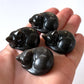 Silver Sheen Obsidian Sleeping Kitty Carving