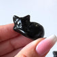 Silver Sheen Obsidian Sleeping Kitty Carving