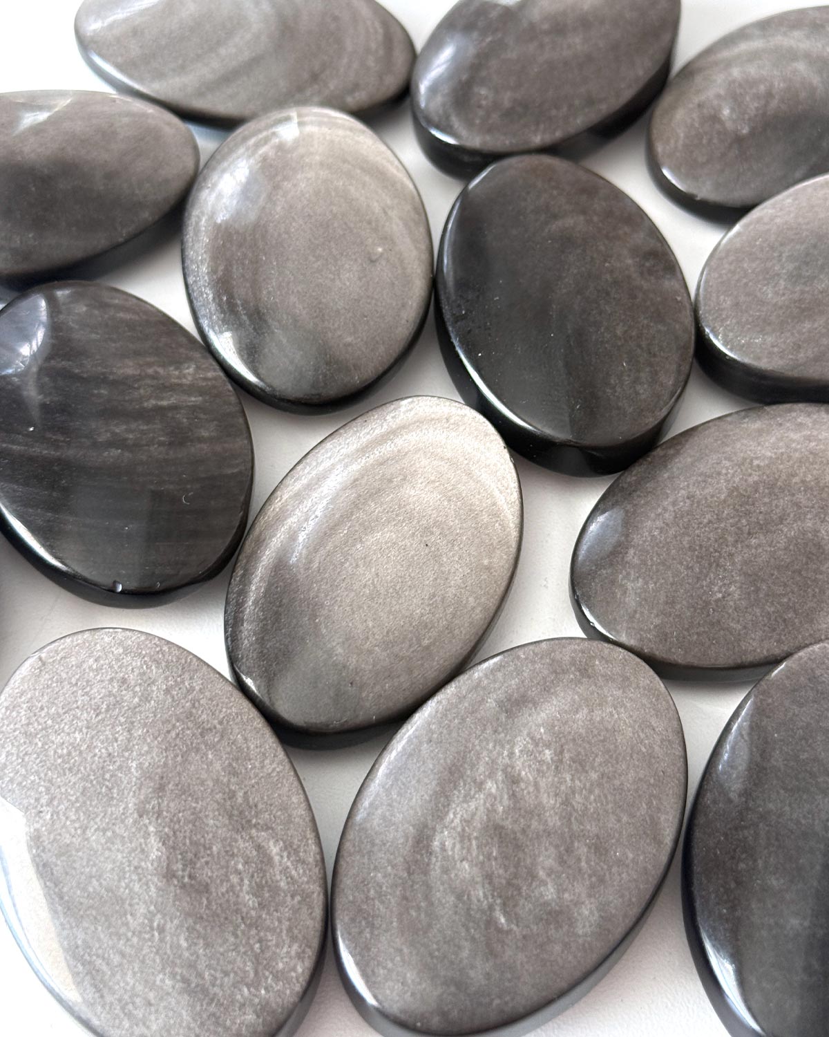 Silver Sheen Obsidian Palm Stone