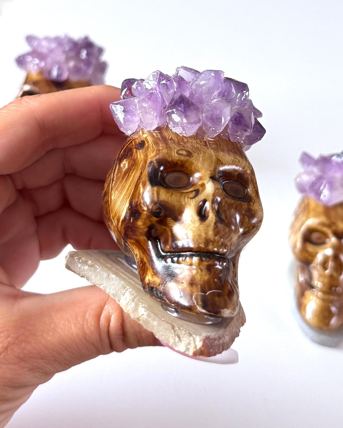 Amethyst Cluster Skull