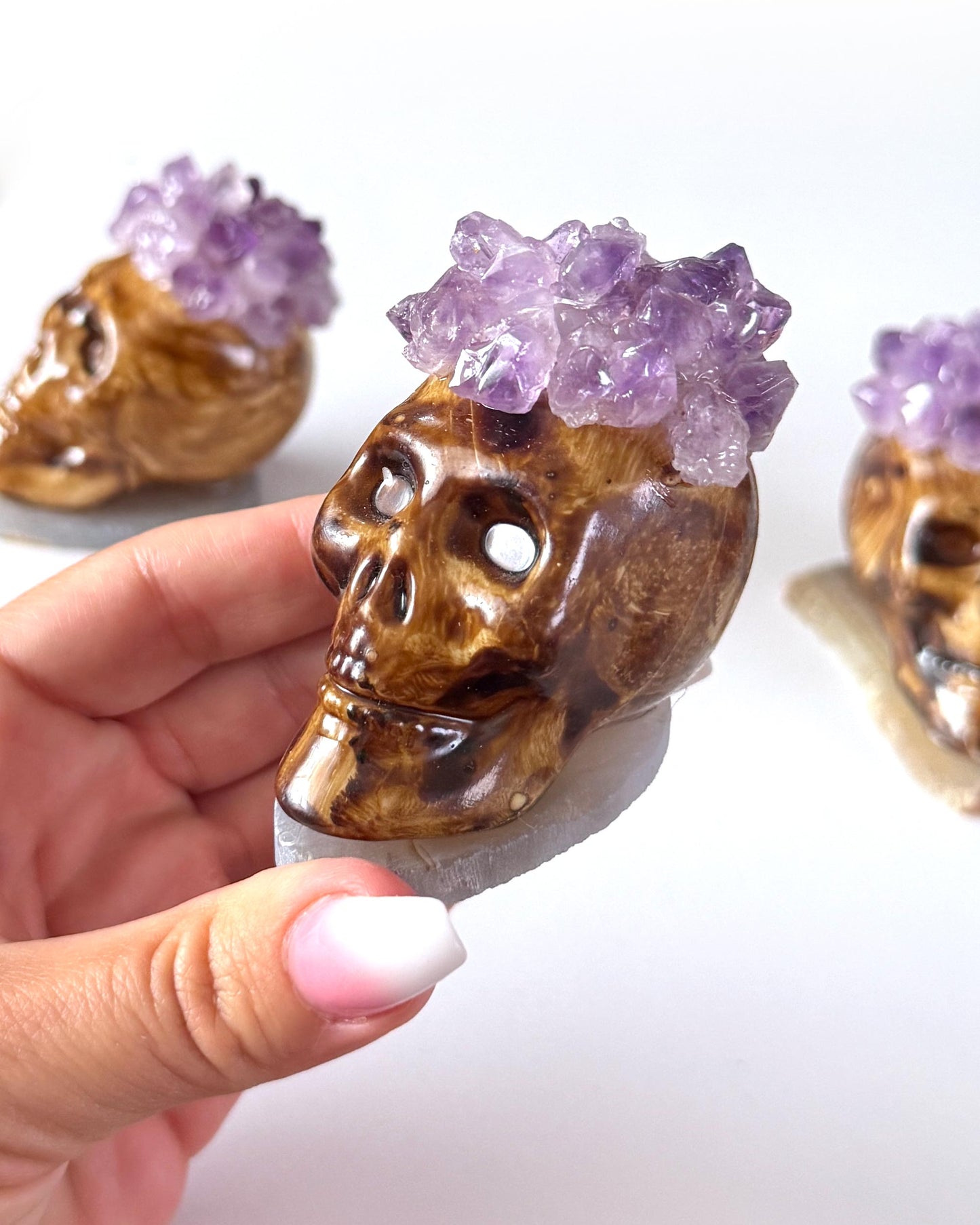 Amethyst Cluster Skull